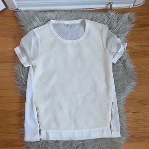 Calvin Klein White Top with Textured Front and Zippered Detail